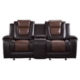 thumbnail image 2 of Istro 76 Inch Dual Manual Recliner Loveseat- Console- Brown Faux Leather, 2 of 7