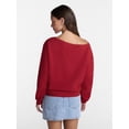 thumbnail image 3 of No Boundaries Off the Shoulder Sweatshirt with Long Sleeves, Midweight, Women’s XXS-4X, 3 of 5