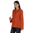 thumbnail image 3 of Moomaya Womens Mandarin Collar Tunic Full Sleeve Summer Plain Cotton Top, 3 of 7