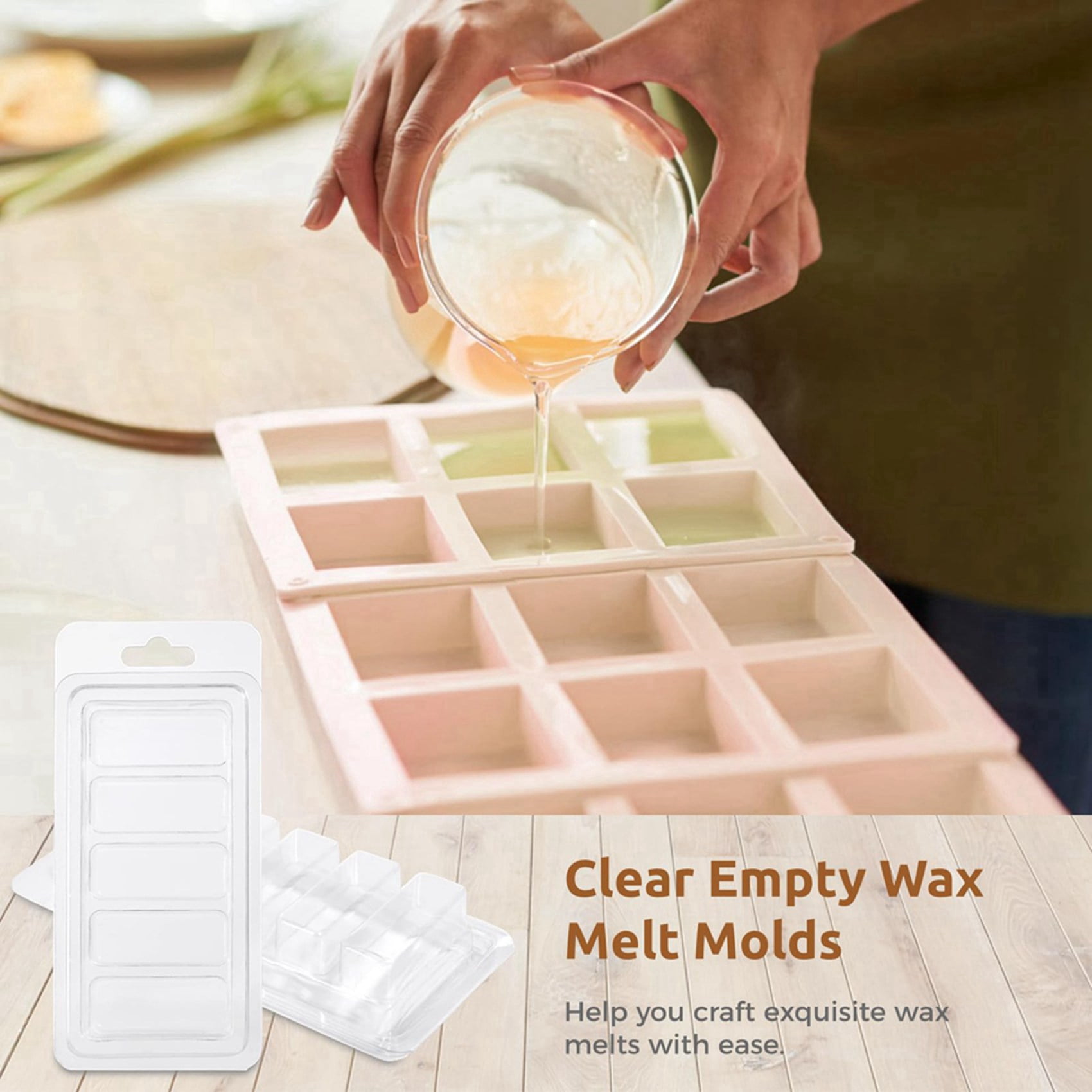 100 Pcs Wax Melt Containers, 5-Cavity Wax Melt Clamshell Molds,Clear Empty Plastic Wax Melt Mold for DIY Candles Making