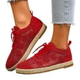 thumbnail image 4 of Womens Shoes,Casual Shoes Round Toe Flat Soled for Comfort Wear Large Casual Shoes for On Design,Shoes for Women,Red,7, 4 of 9