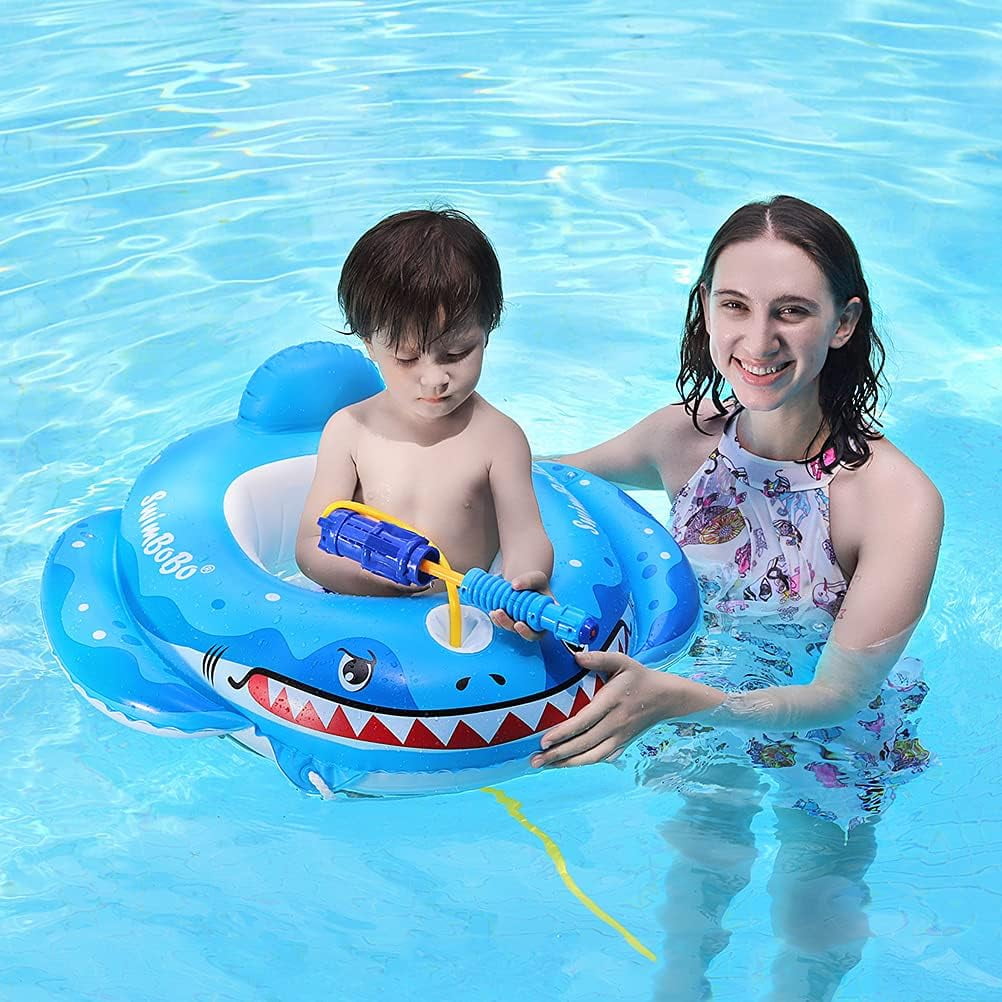 JoyStone Summer Inflatable Shark Pool Float for Kids with Built-in Squirt Blaster, Toddler Pool Float Kids Inflatable Swim Seat Boat Ship Pool Toys for Toddlers and Children