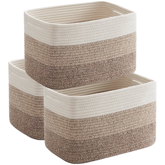 HLAOLA Woven Storage Baskets 3 Packs, 22L Cotton Rope Baskets for Storage, Toys, Towels,Perfect for Living Room & Nursery