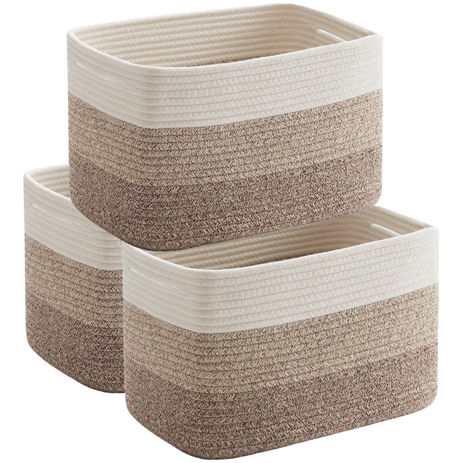 HLAOLA Woven Storage Baskets 3 Packs, 22L Cotton Rope Baskets for Storage, Toys, Towels,Perfect for Living Room & Nursery