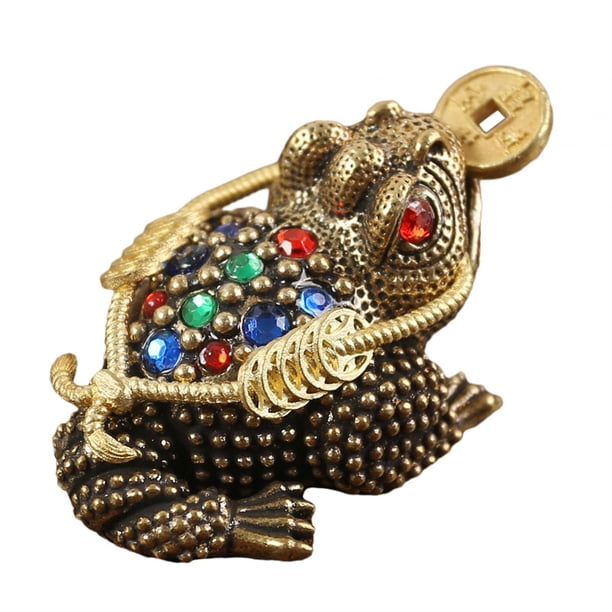 Figura de cobre de sapo de la suerte y la riqueza, adorno de mesa Feng Shui para café. 72x44x33 cm