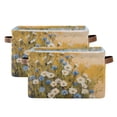 thumbnail image 2 of WOBOGO Blue and White Flower Square Storage Basket with Waterproof Canvas and PE Lining Durable PU Leather Handles 14.2×10.2×8.3in, 2 of 9