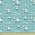 thumbnail image 2 of Ambesonne Nautical Fabric by the Yard Upholstery, Sea Yachts Floating Waves, 1 Yard, Pale Blue and Multicolor, 2 of 5