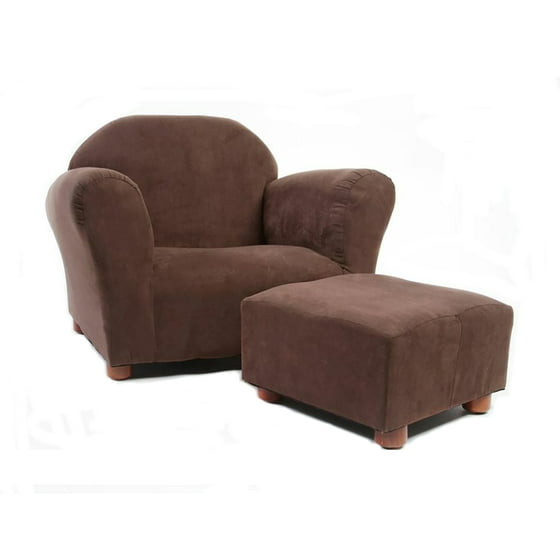 Keet Roundy Children's Chair Microsuede Brown with ottoman