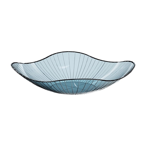 Plato de plástico para fruta, transparente, con borde ondulado, para aperitivos y dulces, ideal para usar en casa, para frutos secos y frutas deshidratadas.