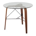 thumbnail image 3 of Lumisource Trilogy Contemporary Round Dinette Table in Walnut Wood and Clear Glass, 3 of 6