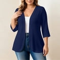 thumbnail image 2 of akafmk Plus Size Cardigan for Women 3/4 Sleeve Cardigan Open Front Solid Color Casual Drape Lightweight Cardigan Fall Tops, Size 5XL, 2 of 7