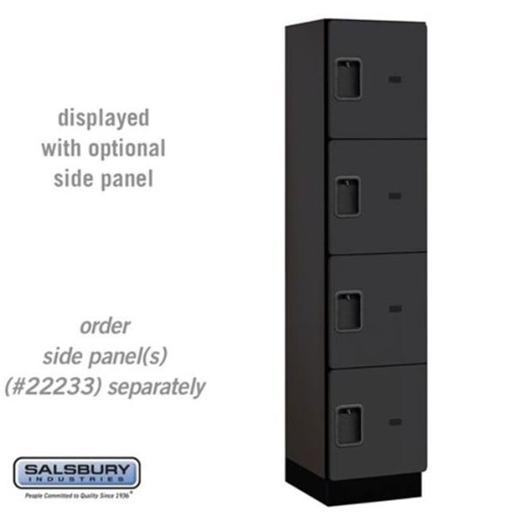 Salsbury Industries 18-24168BLK 18 in. Wide Four Tier Designer Wood Locker, Black - 1 x 6 ft. x 18 in.