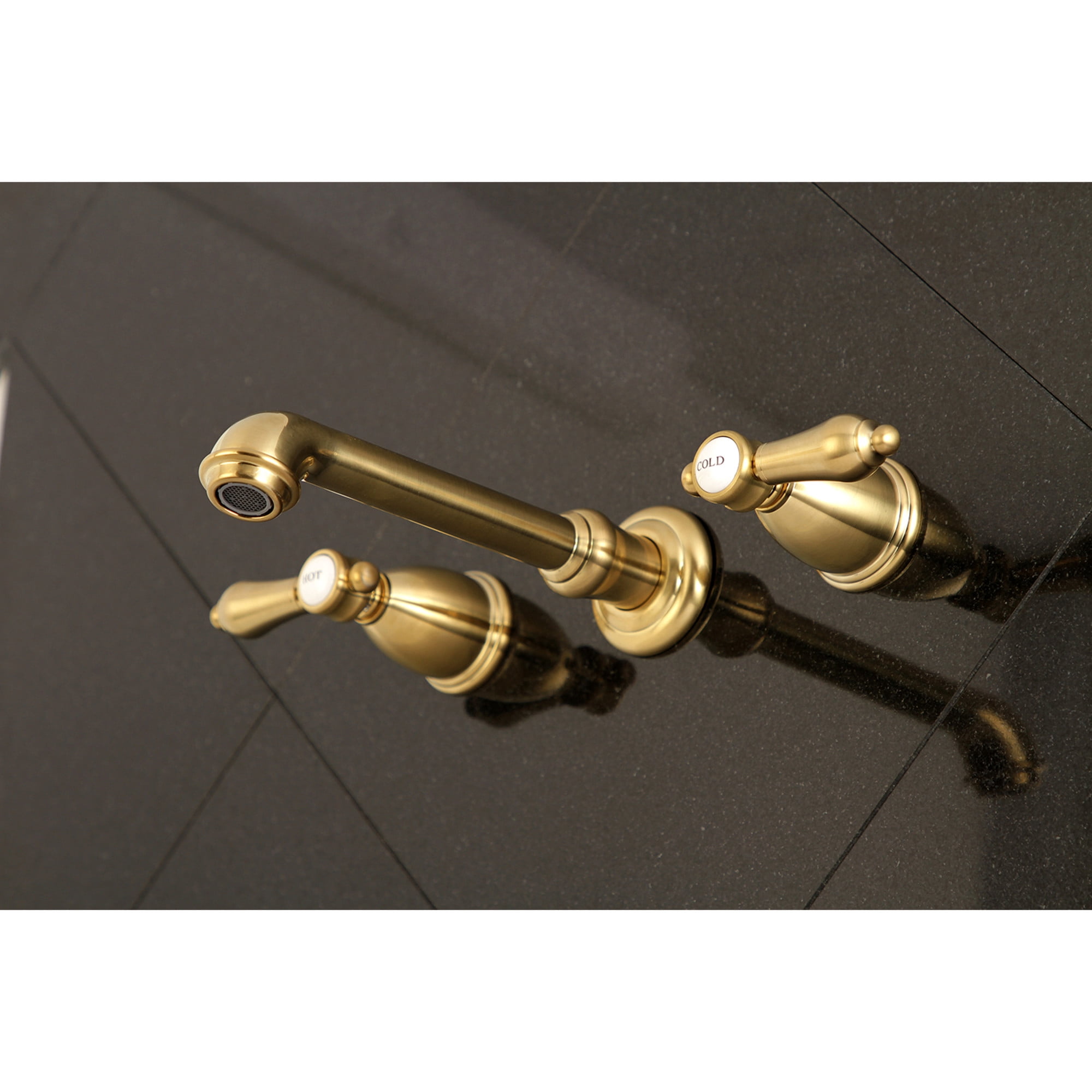 Kingston Brass KS7027BAL Heirloom Two-Handle Wall Mount Roman Tub Faucet, Brushed Brass