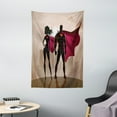 thumbnail image 1 of Superhero Tapestry, Super Woman and Man Heroes in City Solving Crime Hot Couple in Costume, Wall Hanging for Bedroom Living Room Dorm Decor, 40W X 60L Inches, Beige Brown Magenta, by Ambesonne, 1 of 2