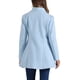 thumbnail image 3 of Abrigo elegante de trabajo con cuello de solapa y botones para mujer, abrigo de trinchera de invierno, talla M, azul claro, 3 of 6