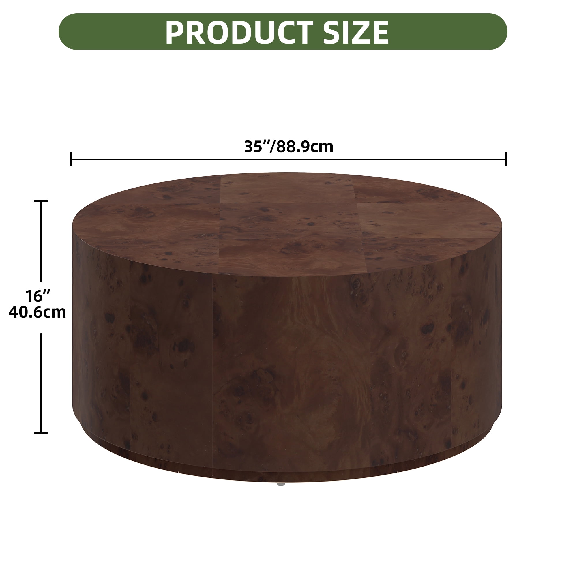 Uforic 16''H Burl Wood Coffee Table, Natural Coffee Side Table For Living Room Bedroom, Brown