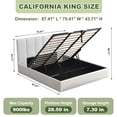 thumbnail image 3 of California King Size Bed Frame with Lift Up Storage, Upholstered Platform Bed with Vertical Channel Headboard, No Box Spring Needed, Hydraulic Storage, White Linen, 3 of 12