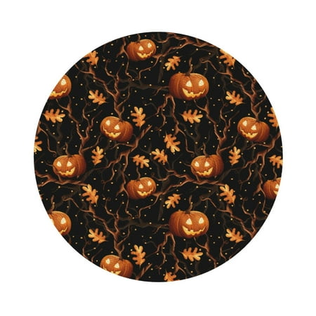 

Salouo Halloween With Pumpkins Print Round Coaster Drink Coasters Leather Bar Beer Beverage Coasters for Drinks Set of 4 for Tabletop Protection Coffee Table Decor