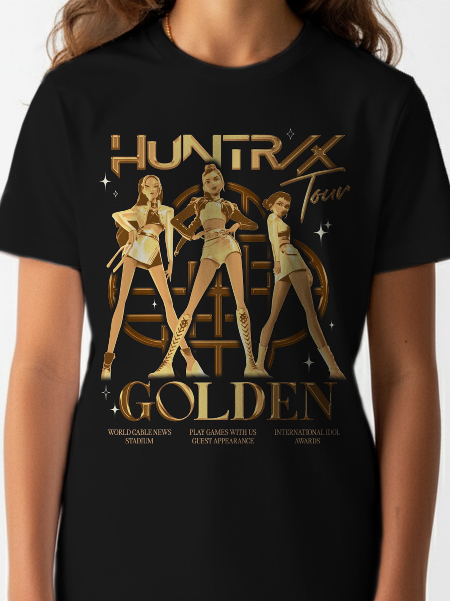 K-Pop Demon Hunters Girls' Short Sleeve Graphic T-Shirt, Golden Tour, Sizes 4-16