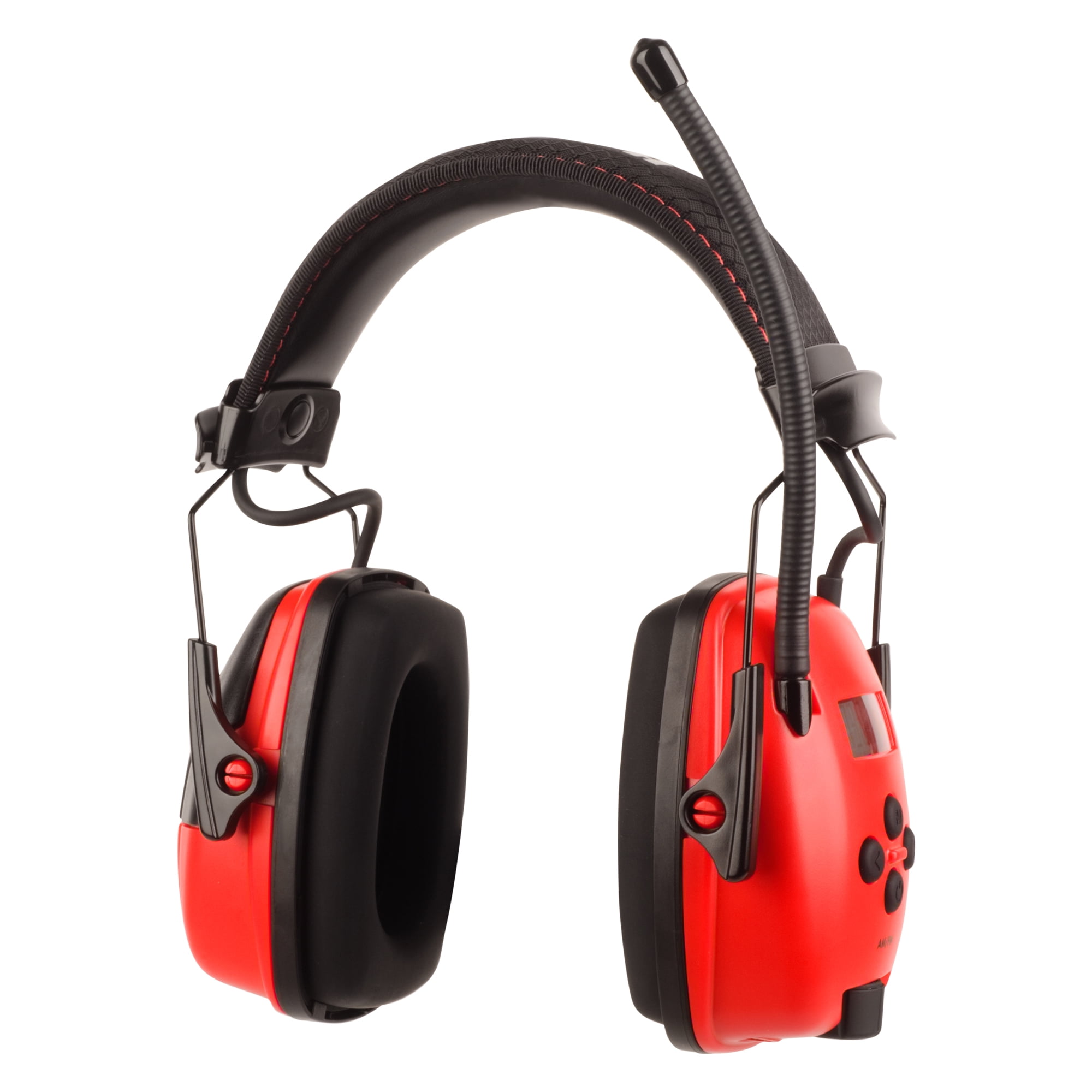 Bluetooth AM FM Radio Noise Reduction Safety Ear Muffs with Rechargeable Red 