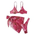 thumbnail image 4 of Maillots de Bain 3 Pcs pour Femmes Ensemble Bikini Triangle Sexy String avec Paréos, 4 of 8