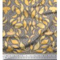 thumbnail image 1 of Soimoi Orange Cotton Voile Fabric Autumn Leaves Print Fabric by the Yard 56 Inch Wide, 1 of 3