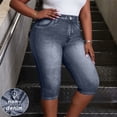 thumbnail image 2 of GUACER Womens Bermuda Denim Capris Casual High Waisted with Fake Pockets Stretchy Loose Cropped Jeans, 2 of 8