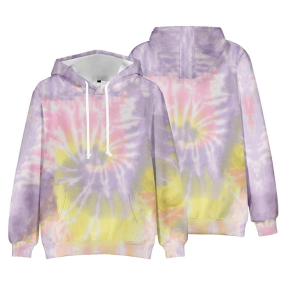 Lilgiuy Men Casual Fashion Round Neck Sweatshirt Tie-dye Pattern 3D Print Pullover Long Sleeve Tops Workwear