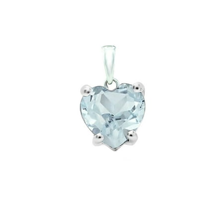 - 0.65 Carat (ctw) 10K White Gold Heart Cut Aquamarine Ladies Heart Shaped Pendant