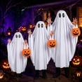 thumbnail image 3 of Halloween White Ghost Cloak Costume with Pumpkin Bag, 31.5in Spooky Cape Set for Costume Party, Masquerade, Photo Booth, Holiday Event and Themed Dress-up, and Party Photo Fun, 3 of 8