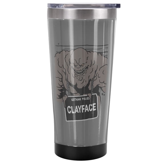 Batman Official The Clayface Mugshot 20 oz Travel Tumbler, Stainless Steel, Vacuum Insulated with Leak Resistant Slide-Lock Lid