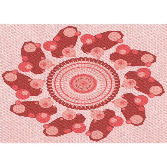 Ahgly Company Indoor Rectangle Patterned Deep Rose Pink Area Rugs, 8' x 10'