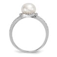 thumbnail image 7 of 925 Sterling Silver Rhodium 7-8mm White Button Freshwater Cultured Pearl Cubic Zirconia Ring Size 7, 7 of 7