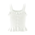 thumbnail image 2 of XXWXYD Girls Crop Tank Tops Kids Ruffle Hem Camisole Button Summer Sleeveless Undershirts Teen Dance Hawaiian Shirts Cute Camisoles, 2 of 6