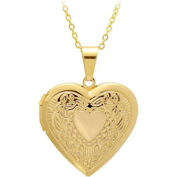 Stainless Steel Heart Shaped Locket Pendant Necklace - Women's Jewelry
