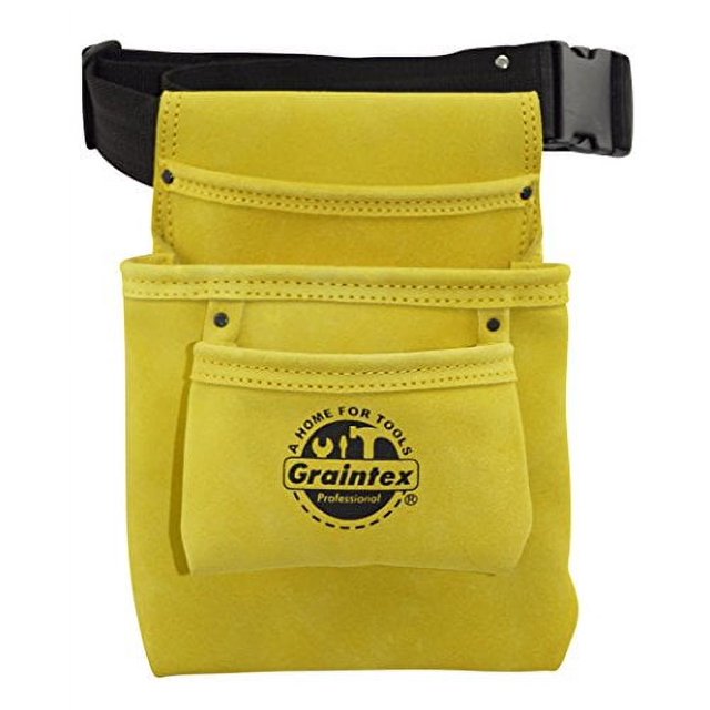 Graintex SS2309 3 Pkt Leather Nail & Tool Pouch W/2" Web Belt