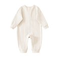 thumbnail image 3 of Jalioing Infant Boys Girls Romper Long Sleeve Cotton Clothes Solid Color Footless Jumpsuit Fall Comfy Bodysuit for Baby, 3 of 6