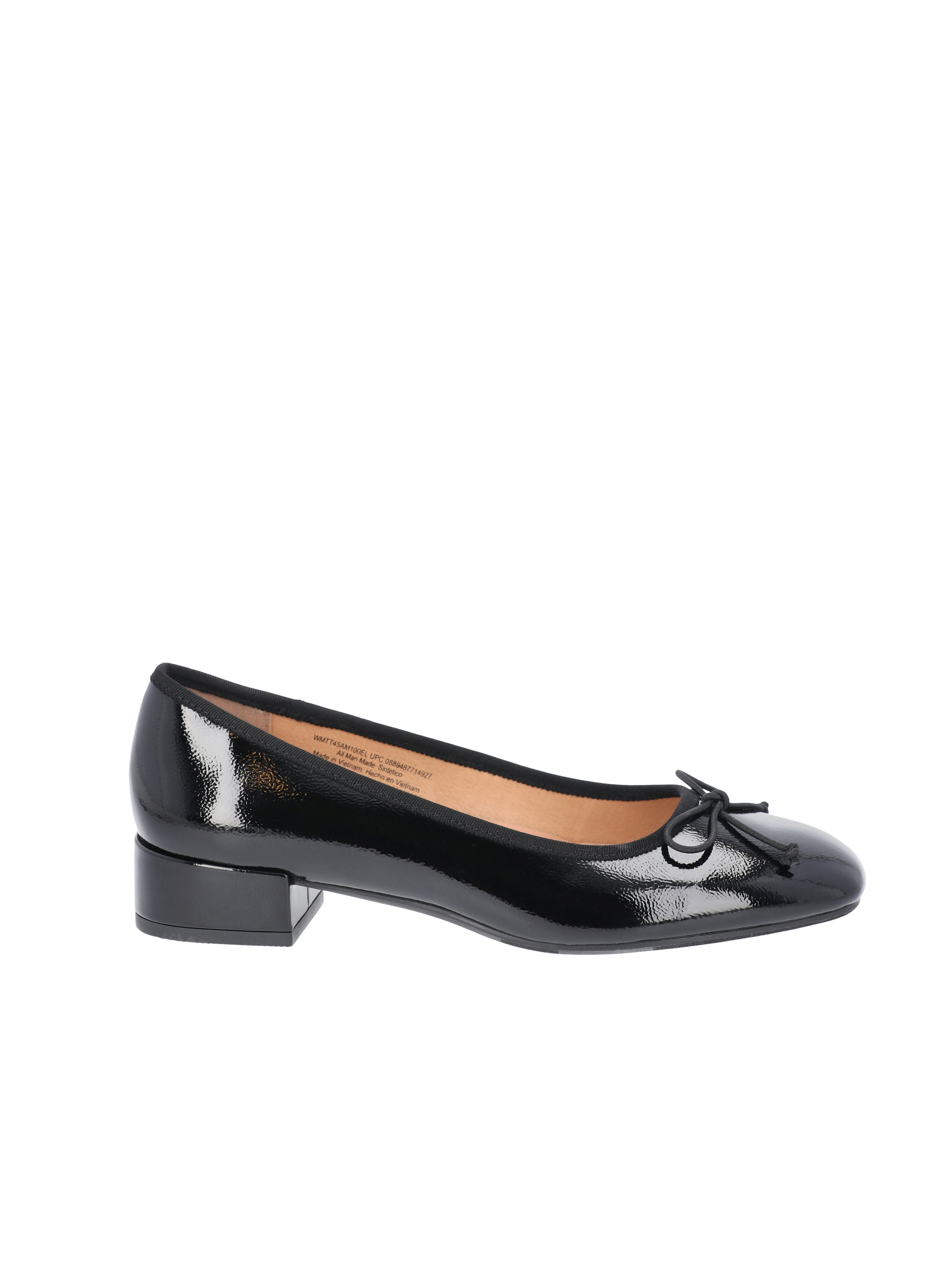 Time and Tru Women's String Bow Block Heel Ballet Shoes, Wide Width Available