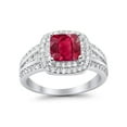 thumbnail image 5 of Halo Art Deco Ring Princess Cut Ruby CZ 925 Sterling Silver Size 5, 5 of 7