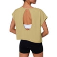 thumbnail image 2 of Livrdious Womens Short Sleeve Workout Shirts Open Back Tops Loose Fit Casual Yoga Athletic Gym Tee with Cutout, Oversized Activewear, 2 of 7