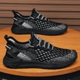 thumbnail image 5 of Men'S Breathable Mesh Sneakers - Lightweight Casual Running Shoes with Air Cushion, Beige & Black Design, PVC Sole for Outdoor Sports, Lace-Up Closure, Spring/Summer Collection, 5 of 9