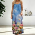 thumbnail image 4 of Dresses for Women Summer Casual Floral Backless Maxi Dress Sleeveless Spaghetti Strap Flowy Sundress for Beach Vacation Party, 4 of 6