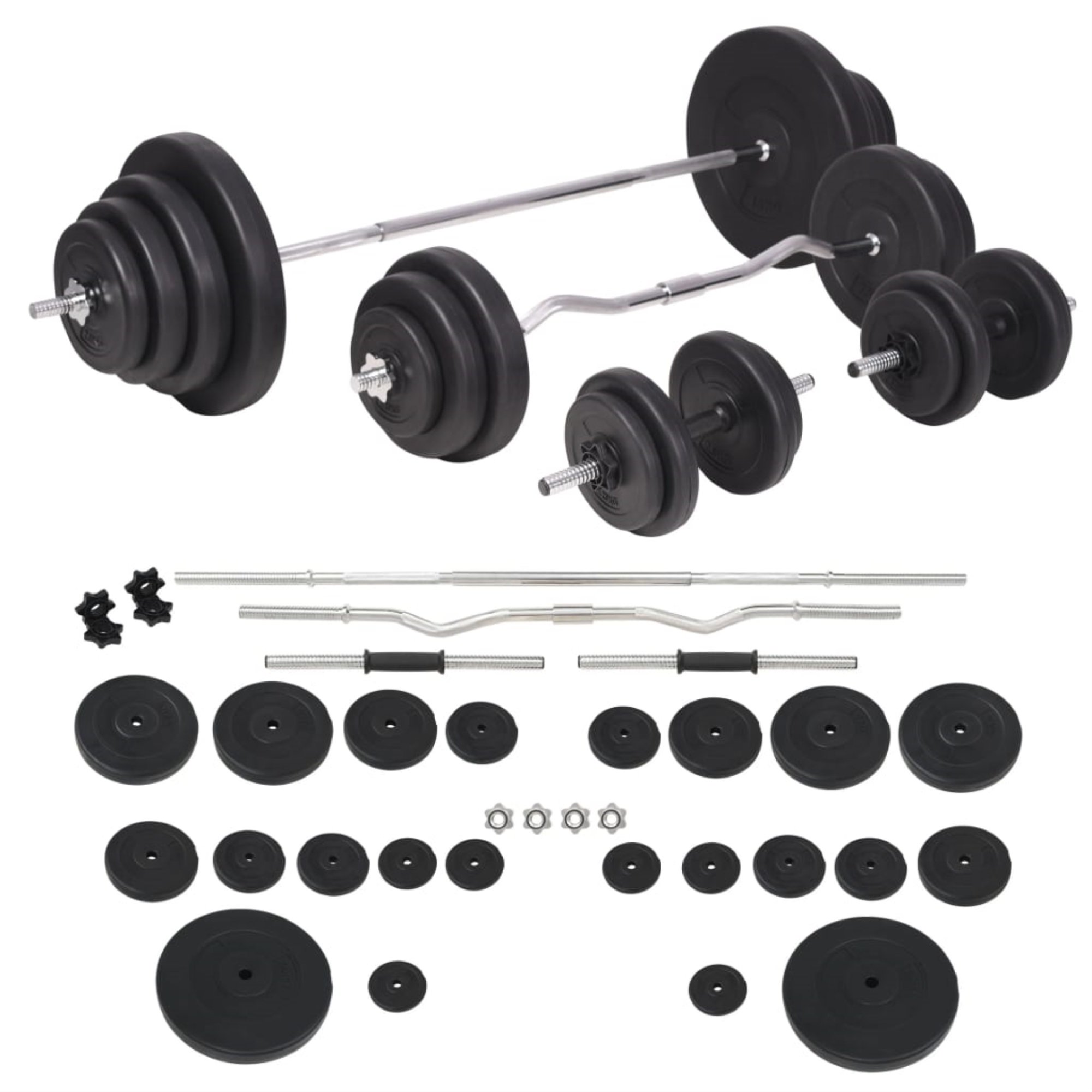 Kit Haltères Musculation 20kg VidaXL - 14 Pièces (Barres, Disques, Serrage) - Idéal Fitness à Domicile