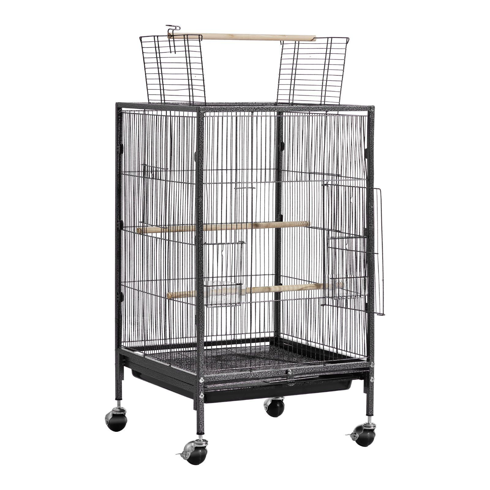 18x18x30"Open Top Bird Cage with Stand,Slide-Out Tray,and Perches for Parrots,Cockatiels,Canaries,and Budgies
