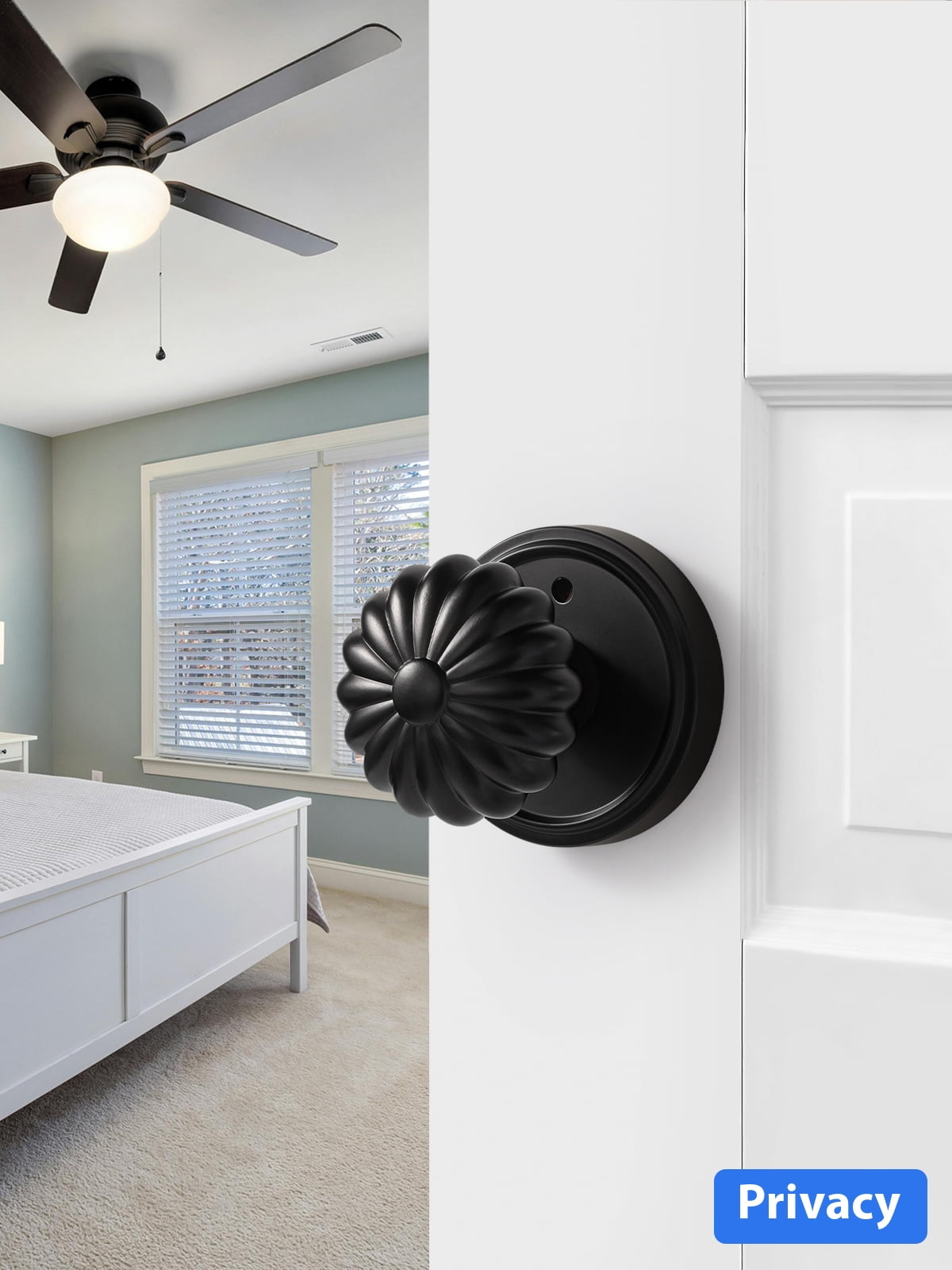 ACEEOCK Black Privacy Door Knob, Interior Door Handle Bathroom Bedroom Black Doorknob, Aluminium Alloy Knob