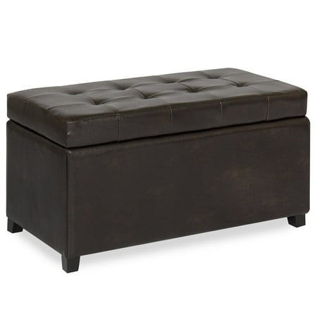 Storage Ottomans And Benches Best Choice Products Tufted Leather Storage Ottoman Bench Footrest for Home, Living Room with Lift Open Lid, Child Safety Hinge, and 440lb Capacity, Brown ()