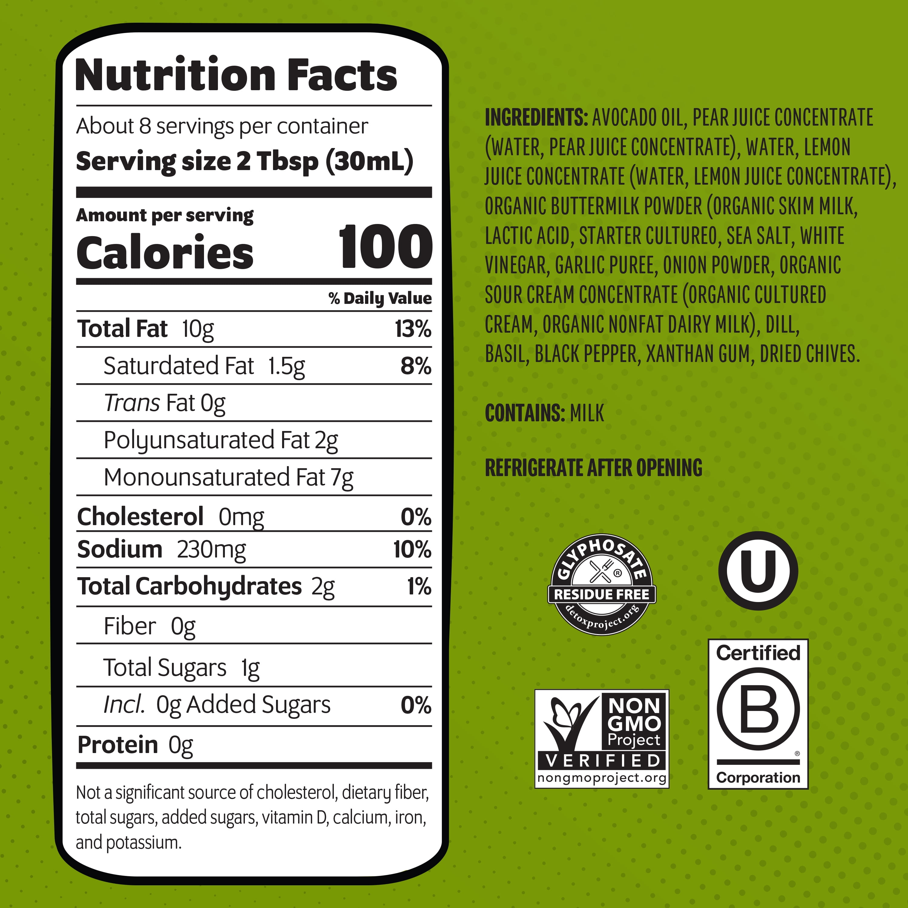 Chosen Foods Classic Ranch Dressing and Dip made with 100% Pure Avocado Oil 8 fl oz