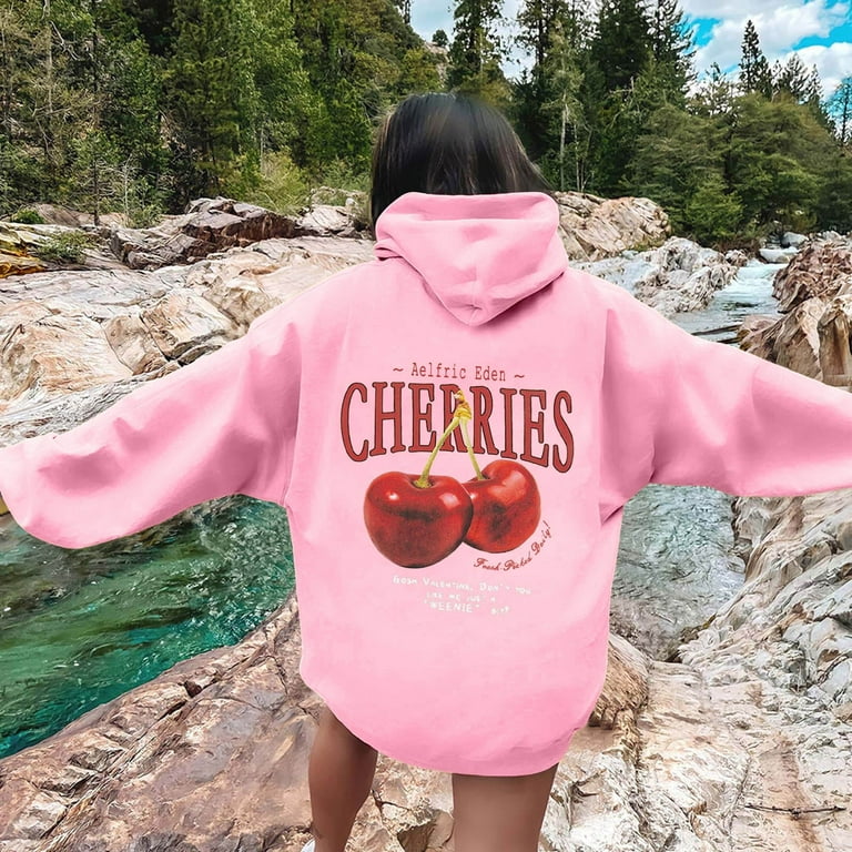 KDFJPTH Womens Sweatshirt Graphic Cherry Hoodie Top