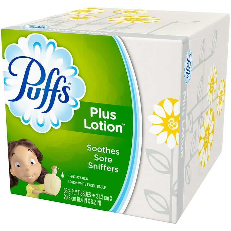 Puffs Plus Lotion Facial Tissues, 24 Cubes, 56 Tissues per Box