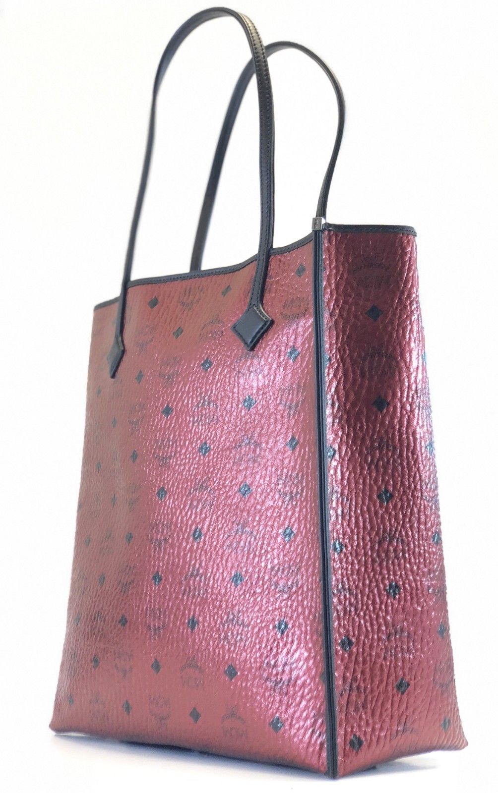 mcm metallic scooter red tote